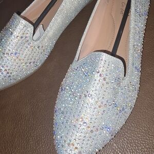 TOP Moda Glittering Silver Flats